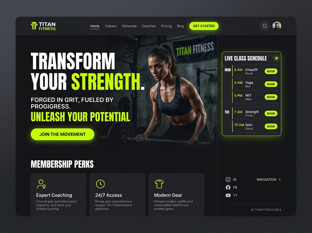 Fitness landing page — high-conversion concept
